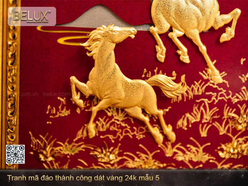 Tranh quà tặng mã đáo thành công dát vàng 24k mẫu 5